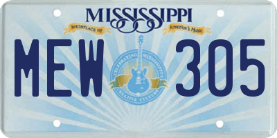 MS license plate MEW305