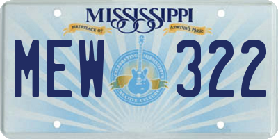 MS license plate MEW322