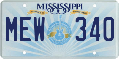 MS license plate MEW340