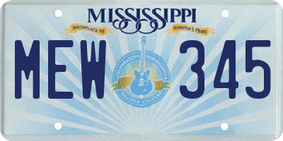 MS license plate MEW345