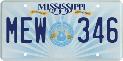 MS license plate MEW346