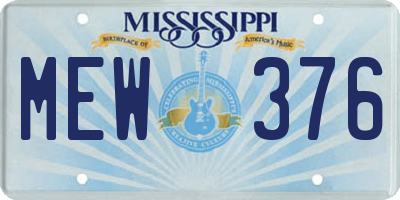 MS license plate MEW376