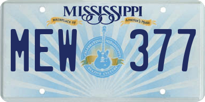 MS license plate MEW377