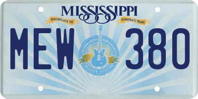 MS license plate MEW380