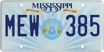 MS license plate MEW385