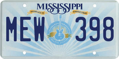 MS license plate MEW398