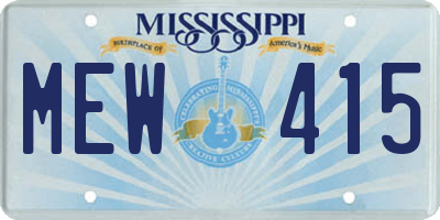 MS license plate MEW415