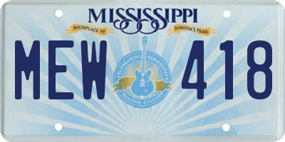 MS license plate MEW418