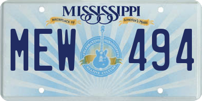 MS license plate MEW494