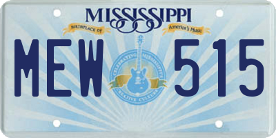 MS license plate MEW515