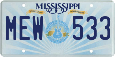 MS license plate MEW533