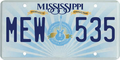 MS license plate MEW535