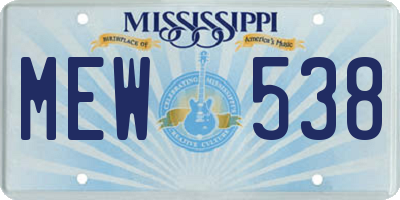MS license plate MEW538