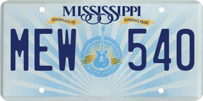 MS license plate MEW540
