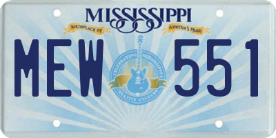 MS license plate MEW551