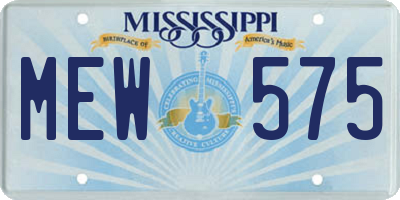 MS license plate MEW575