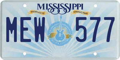 MS license plate MEW577