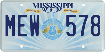 MS license plate MEW578
