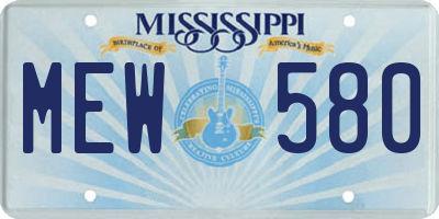 MS license plate MEW580