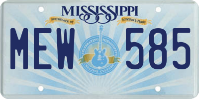 MS license plate MEW585