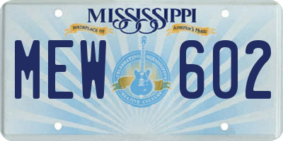 MS license plate MEW602