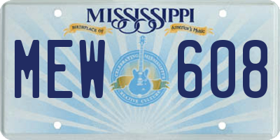 MS license plate MEW608