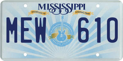 MS license plate MEW610