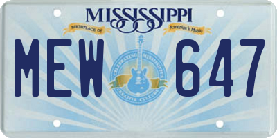 MS license plate MEW647