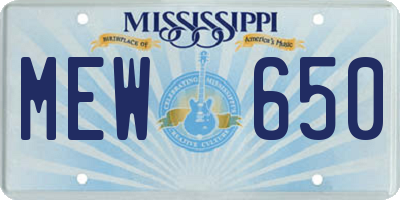 MS license plate MEW650