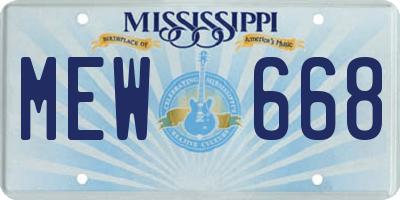 MS license plate MEW668