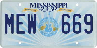 MS license plate MEW669