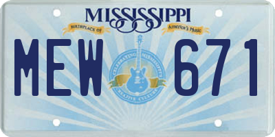 MS license plate MEW671