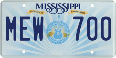 MS license plate MEW700