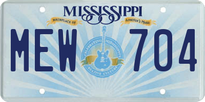 MS license plate MEW704