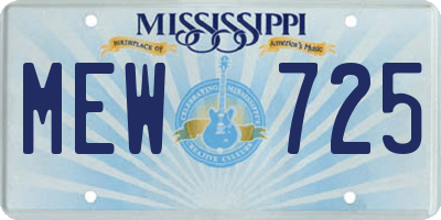 MS license plate MEW725