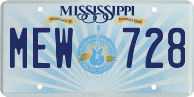 MS license plate MEW728