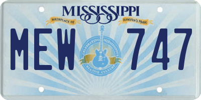 MS license plate MEW747