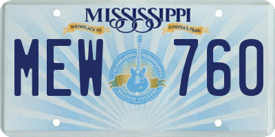 MS license plate MEW760