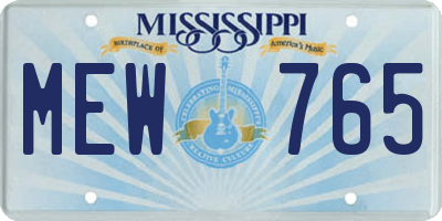 MS license plate MEW765