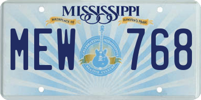 MS license plate MEW768