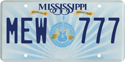 MS license plate MEW777