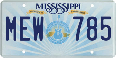 MS license plate MEW785