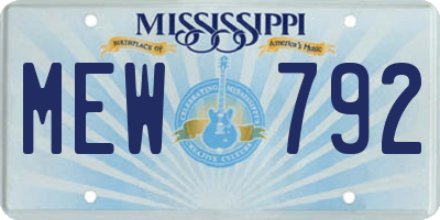 MS license plate MEW792