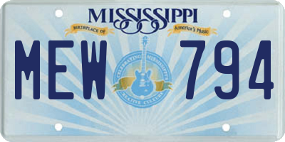 MS license plate MEW794