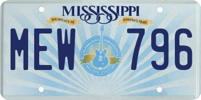 MS license plate MEW796