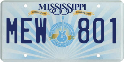 MS license plate MEW801