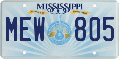 MS license plate MEW805