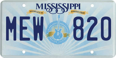 MS license plate MEW820