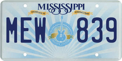 MS license plate MEW839