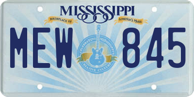 MS license plate MEW845